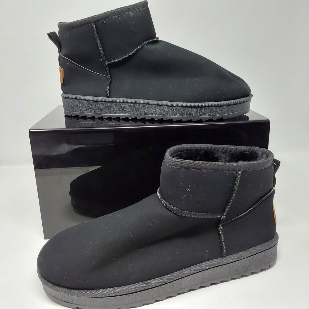 Women's Black Faux Fur Ankle Winter Boots US 10.5 EU 41 New Without Box